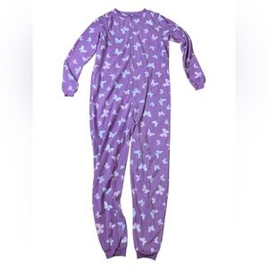💜 George Purple Butterfly Fleece Onesie Union Suit - Kids XL (14-16)